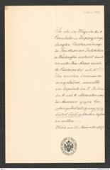 k.k. naturhistorisches Hofmuseum, Intendanzakten 1885-1896 (Hauer), Aktenzahl Z.442.a/1887, Seite 1
